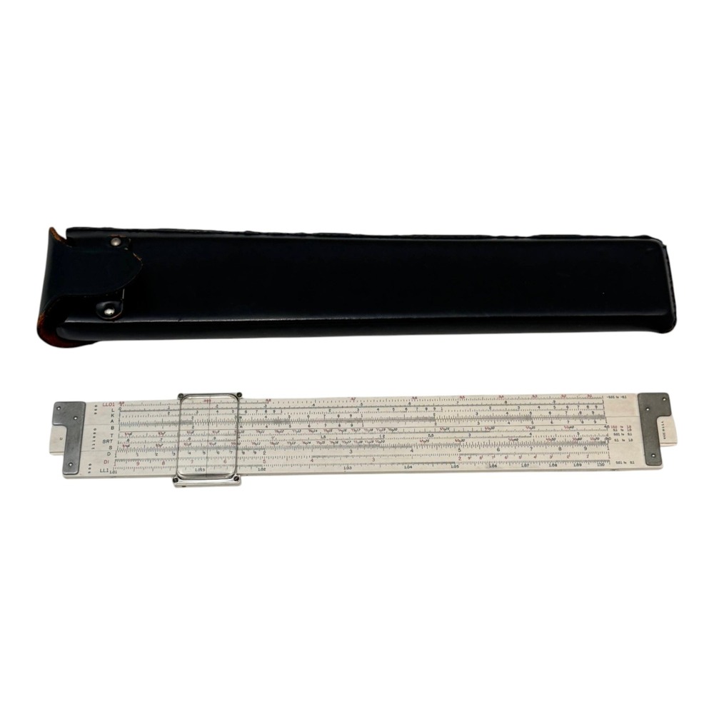 Keuffel & Esser Slide Ruler White 68 1251 with Black Leather Case USA